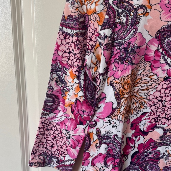 Charter Club Pink and Orange Floral Long Sleeve Top - Picture 5 of 7